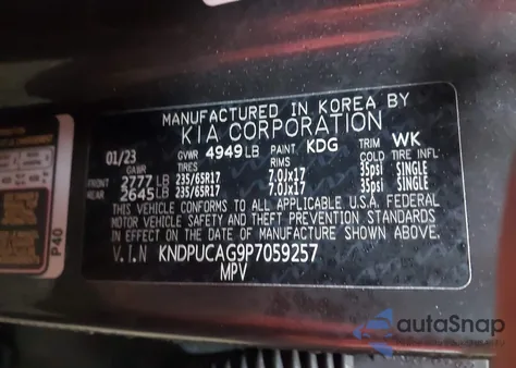 2023 Kia Sportage Hybrid Lx from USA, damaged, VIN KNDPUCAG9P7059257